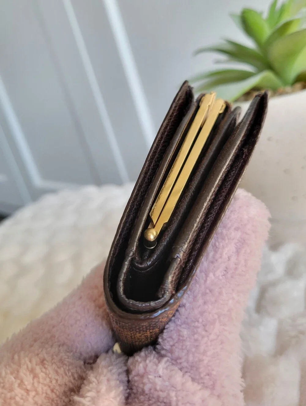 Louis Vuitton Coin Purse Compact Wallet - Brown Damier Ebene Canvas